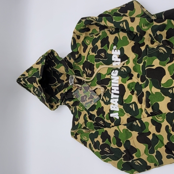 Bape Green and Tan Camouflage Hoodie Sweatshirt